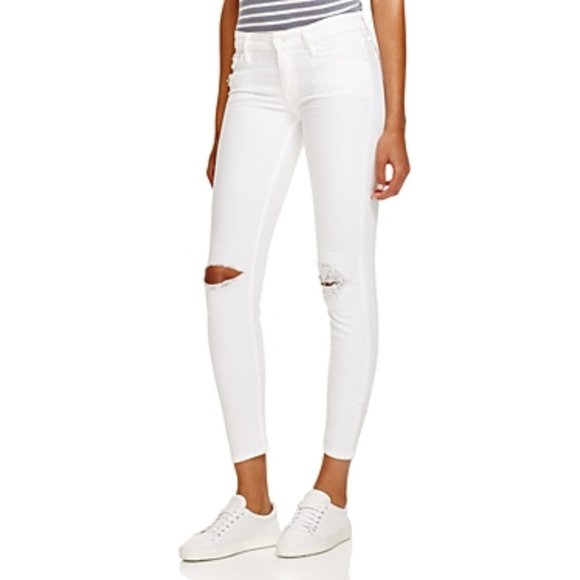 MOTHER Denim - MOTHER The Looker Cropped Skinny Distressed Jeans